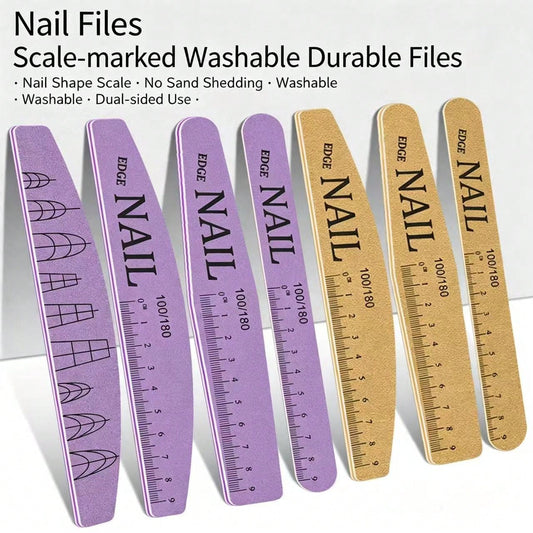 Nail File With Scale, Washable Wear-Resistant Non-Shedding, Durable Sponge Shaping, Double-Sided Nail Buffer, Professional Manicure File, Suitable For Women