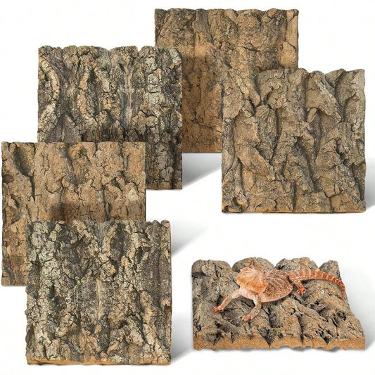 Natural Reptile Cork Bark Bedding Bearded Climbing Wall 6PCS Cork Wood Terrarium Background Decor Crested Gecko Accessories Snake Chameleon Tortoise