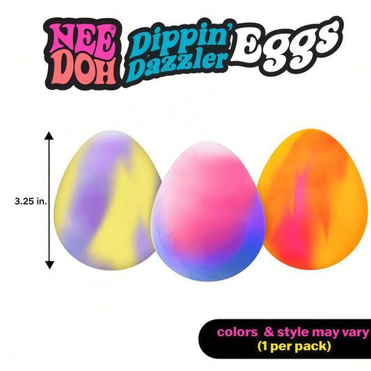 NeeDoh Schylling Multicolor Egg Stress Relief Toy, Cute Mini Squeeze Toy, Soft Stretchable TPR Transparent Jelly Texture Stress Toy, Super Durable Squeeze Toy, Non-Sticky And Slow Rebound, Suitable Fo