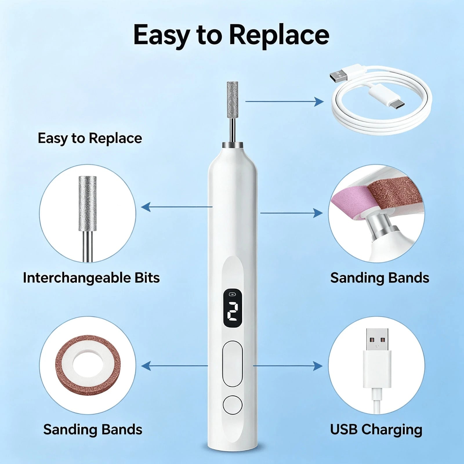 NEUZOJIT 2 In 1 Electric Nail Drill With Built-In UV Light, Rechargeable Portable Nail File Machine With Multiple Nail Drill Bits For Gel Nail Polishing And Curing DIY Manicure