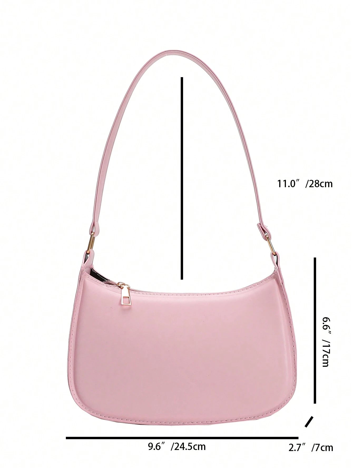 New 2025 Spring/Summer Fashion Simple Solid Pink Shoulder Bag, Casual Commuter Underarm Bag, Small Tote Handbag, Daily Carry, Suitable For Teen Girls, College Students, Young Women, Office, School, Wo