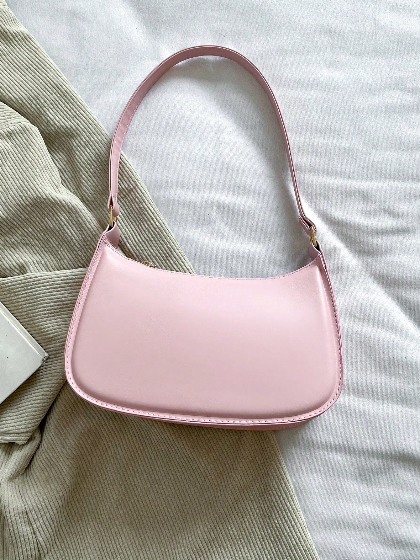 New 2025 Spring/Summer Fashion Simple Solid Pink Shoulder Bag, Casual Commuter Underarm Bag, Small Tote Handbag, Daily Carry, Suitable For Teen Girls, College Students, Young Women, Office, School, Wo