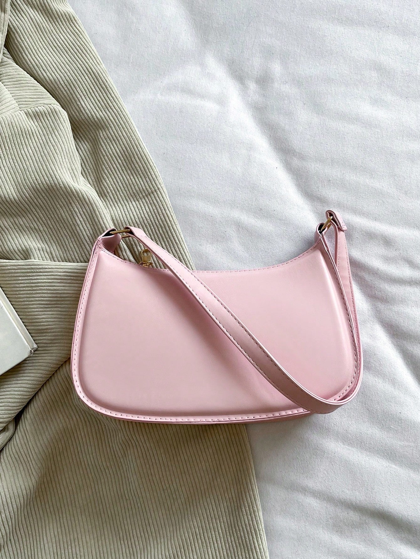 New 2025 Spring/Summer Fashion Simple Solid Pink Shoulder Bag, Casual Commuter Underarm Bag, Small Tote Handbag, Daily Carry, Suitable For Teen Girls, College Students, Young Women, Office, School, Wo