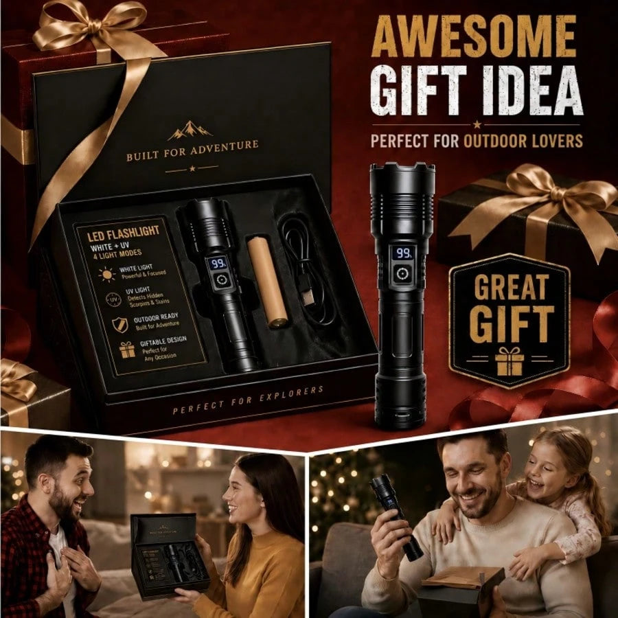 [New Arrival]2/1PCS High-Powered 2-In-1Flashlight Zoomable With Convex Lens,White&UV Light Telescopic Focus Flashlight,Portable Flashlight For Camping,Hiking,Scorpion Hunting,Currency Check,Emergency