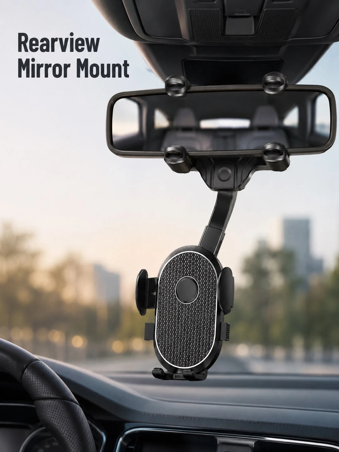 New Car Rearview Mirror Gravity Navigation Phone Holder- Universal Car Rearview Mirror Phone Mount, 360° Rotatable, One-Hand Operation, Fits 4.0"-7.0" Phones, Non-Obstructive Navigation Holder With G