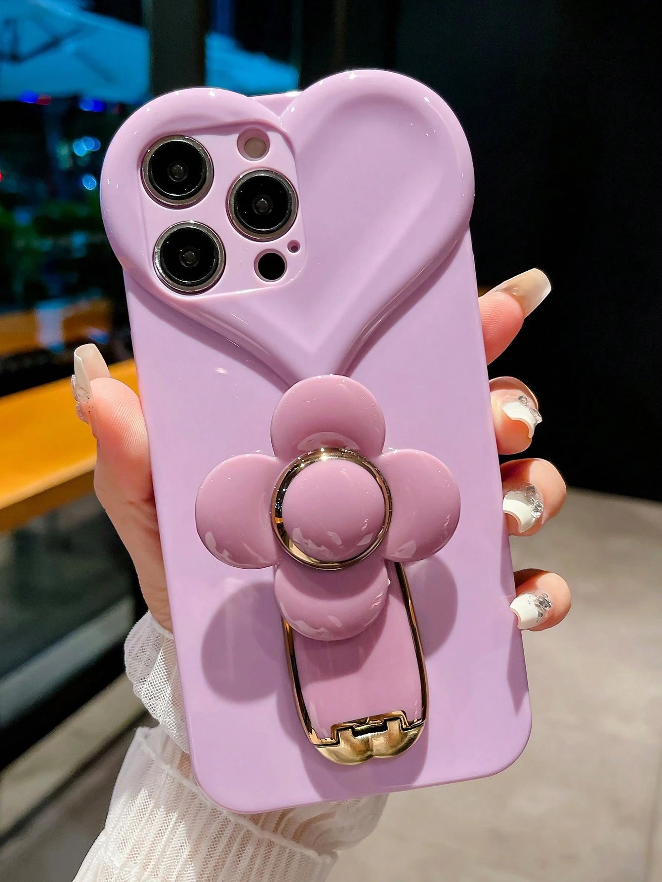 New High-Quality Big Heart Windmill Bracket TPU Shockproof Phone Case Cover Compatible With IPhone 11/12/13/14/15/16/17 Pro Max
