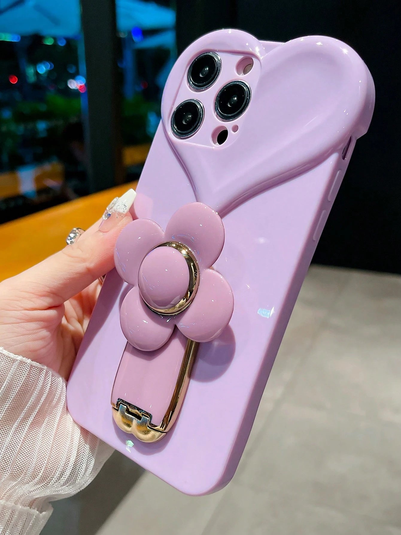 New High-Quality Big Heart Windmill Bracket TPU Shockproof Phone Case Cover Compatible With IPhone 11/12/13/14/15/16/17 Pro Max