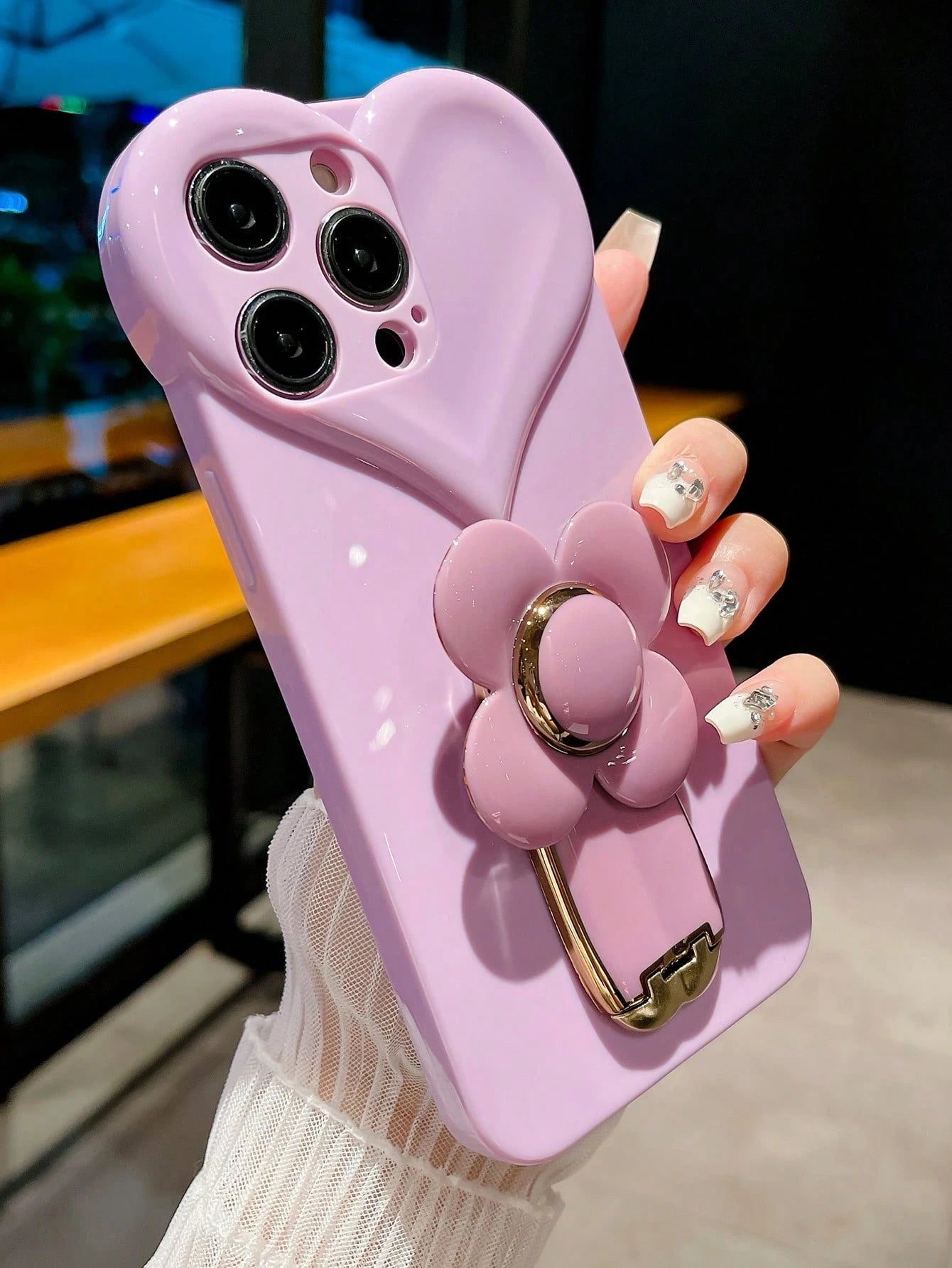 New High-Quality Big Heart Windmill Bracket TPU Shockproof Phone Case Cover Compatible With IPhone 11/12/13/14/15/16/17 Pro Max