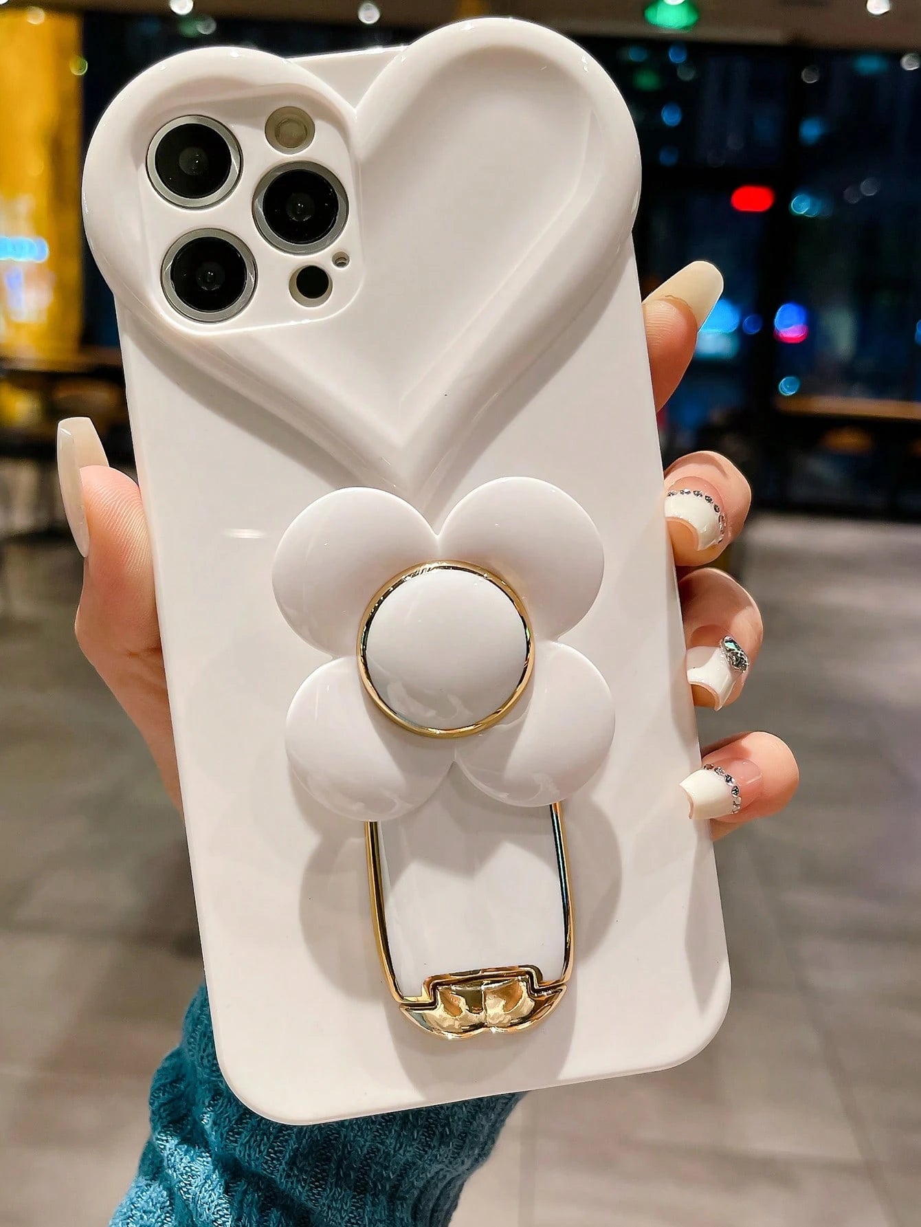 New High-Quality Big Heart Windmill Bracket TPU Shockproof Phone Case Cover Compatible With IPhone 11/12/13/14/15/16/17 Pro Max