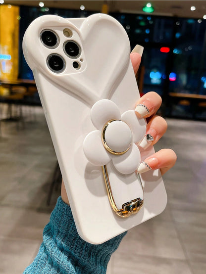 New High-Quality Big Heart Windmill Bracket TPU Shockproof Phone Case Cover Compatible With IPhone 11/12/13/14/15/16/17 Pro Max
