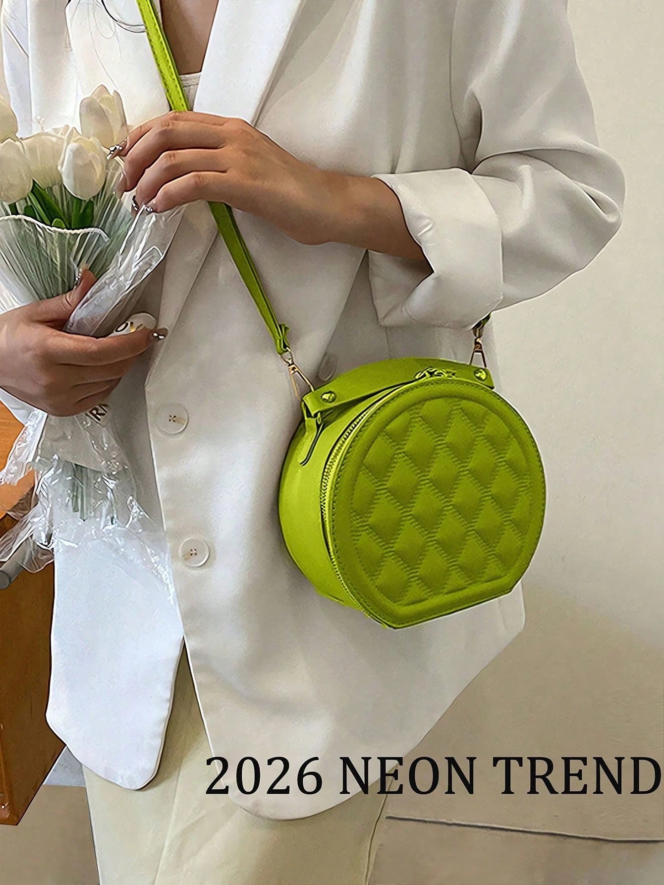 New Mini-Fashion Quilted Messenger Bag,Round Shoulder Bag,Women's Casual Handbag Purse,With Unique Texture Classic Appearance,For Daily Commuting Use
