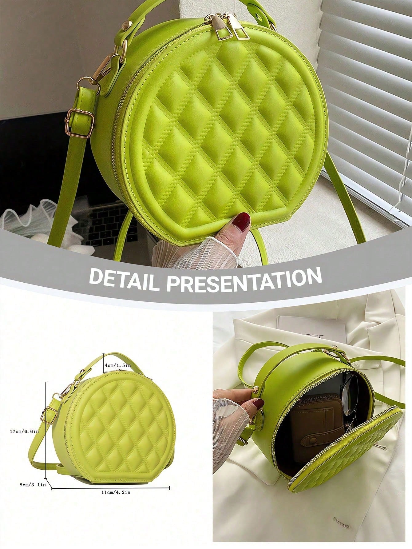 New Mini-Fashion Quilted Messenger Bag,Round Shoulder Bag,Women's Casual Handbag Purse,With Unique Texture Classic Appearance,For Daily Commuting Use