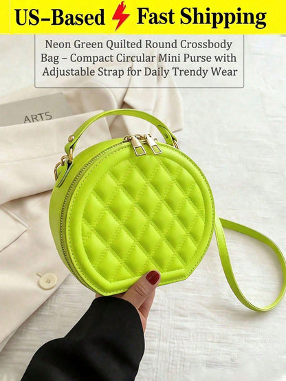 New Mini-Fashion Quilted Messenger Bag,Round Shoulder Bag,Women's Casual Handbag Purse,With Unique Texture Classic Appearance,For Daily Commuting Use