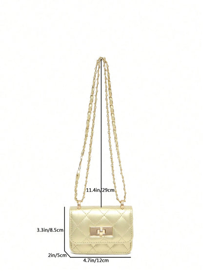 New Mini Square Bag Women Handbag Diamond Pattern Stitching Shoulder Bag Woven Chain Bag Flip Small Bag Cute Diagonal Cross-Body Bag