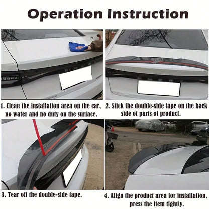 New Style Universal 3pcs Sedan Rear Trunk Tail Rear Wing Spoiler 117-127cm Adjustable DIY Refit Boot Wings Spoiler Car Accessory