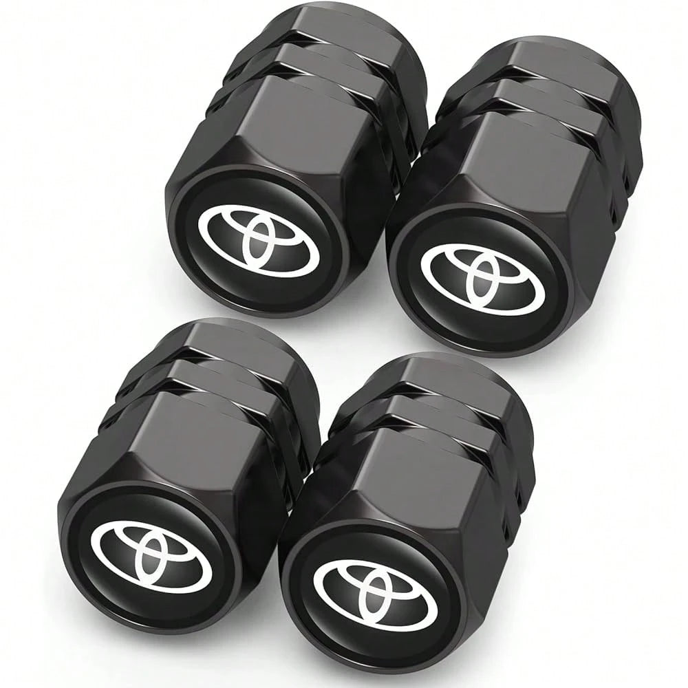 NEW- Tire Valve Caps, Valve Stem Caps Fit, Corolla, RAV4, Highlander, Alloy Car Tire Caps For Corrosion Resistant Leak-Proof Car Accessories, Black