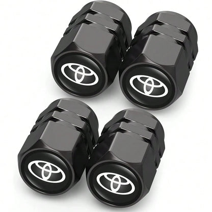 NEW- Tire Valve Caps, Valve Stem Caps Fit, Corolla, RAV4, Highlander, Alloy Car Tire Caps For Corrosion Resistant Leak-Proof Car Accessories, Black