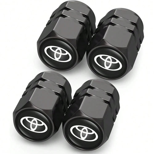 NEW- Tire Valve Caps, Valve Stem Caps Fit, Corolla, RAV4, Highlander, Alloy Car Tire Caps For Corrosion Resistant Leak-Proof Car Accessories, Black