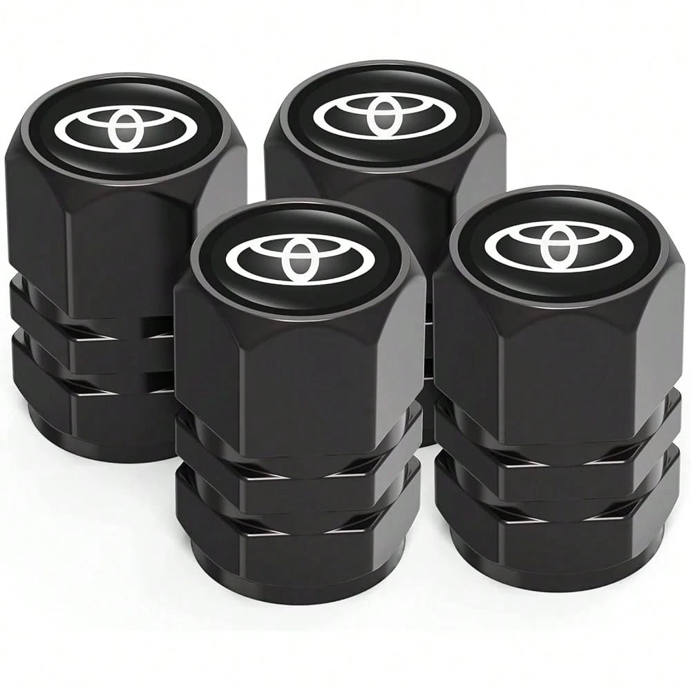 NEW- Tire Valve Caps, Valve Stem Caps Fit, Corolla, RAV4, Highlander, Alloy Car Tire Caps For Corrosion Resistant Leak-Proof Car Accessories, Black