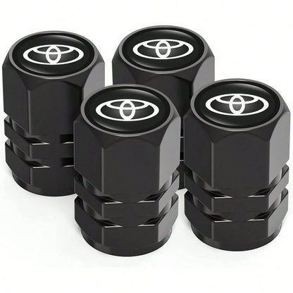 NEW- Tire Valve Caps, Valve Stem Caps Fit, Corolla, RAV4, Highlander, Alloy Car Tire Caps For Corrosion Resistant Leak-Proof Car Accessories, Black