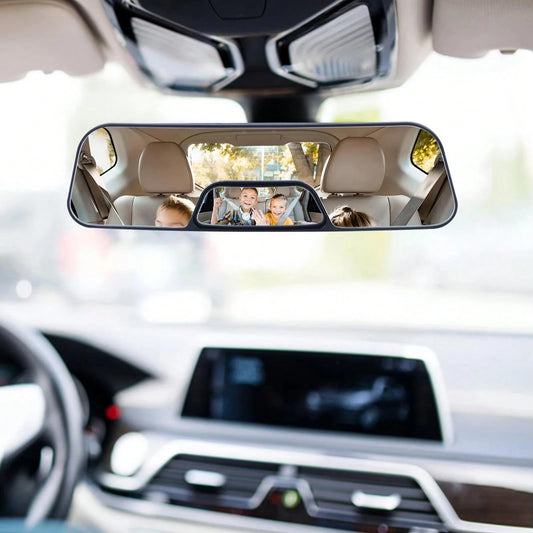 New Wide Angle Car Rearview Mirror With Built-In Baby Monitor Sub Mirror Clip-On Convex Blind Spot Elimination Interior Mirror