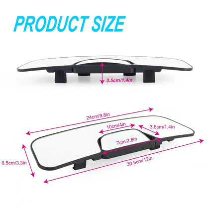 New Wide Angle Car Rearview Mirror With Built-In Baby Monitor Sub Mirror Clip-On Convex Blind Spot Elimination Interior Mirror