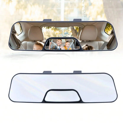 New Wide Angle Car Rearview Mirror With Built-In Baby Monitor Sub Mirror Clip-On Convex Blind Spot Elimination Interior Mirror