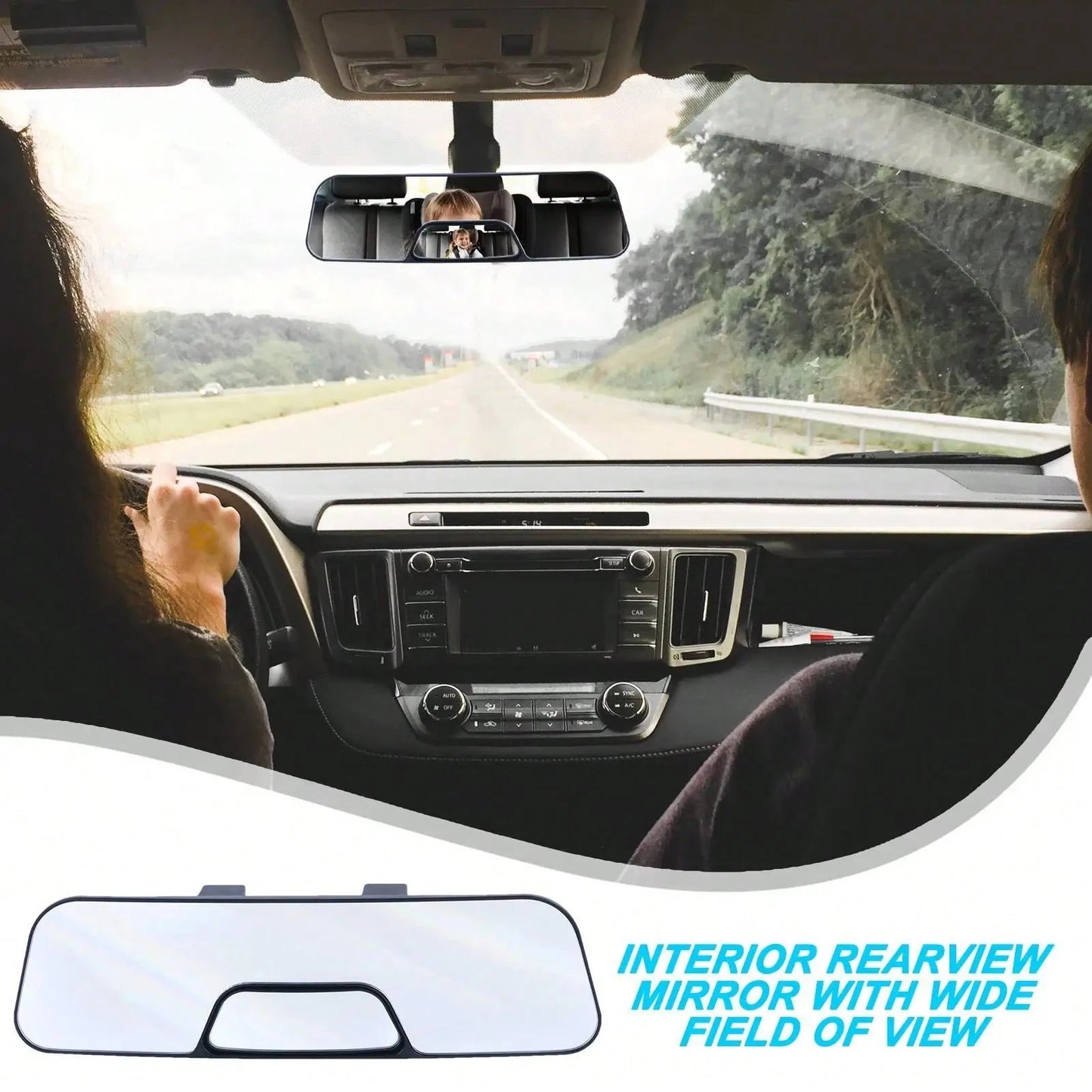 New Wide Angle Car Rearview Mirror With Built-In Baby Monitor Sub Mirror Clip-On Convex Blind Spot Elimination Interior Mirror