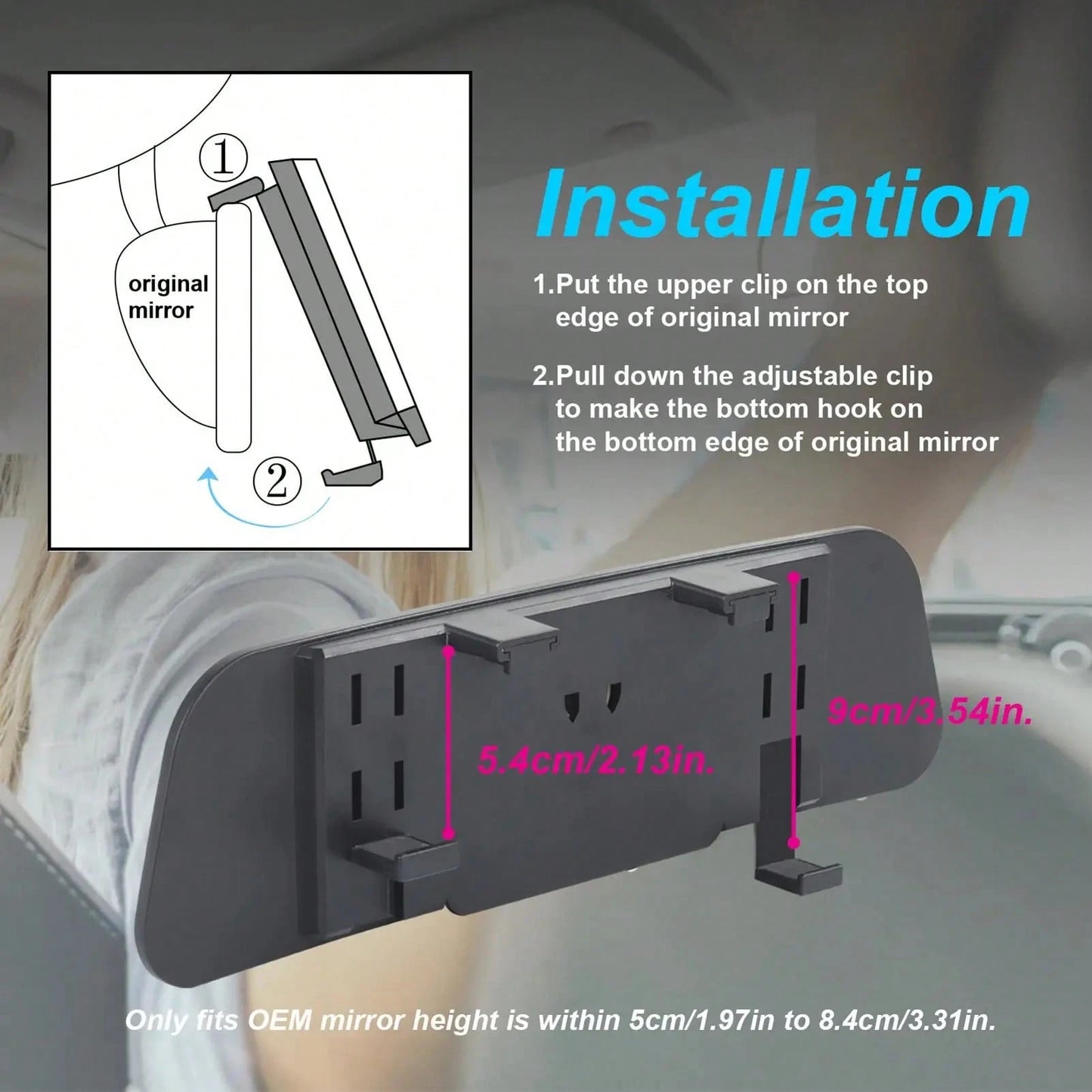 New Wide Angle Car Rearview Mirror With Built-In Baby Monitor Sub Mirror Clip-On Convex Blind Spot Elimination Interior Mirror