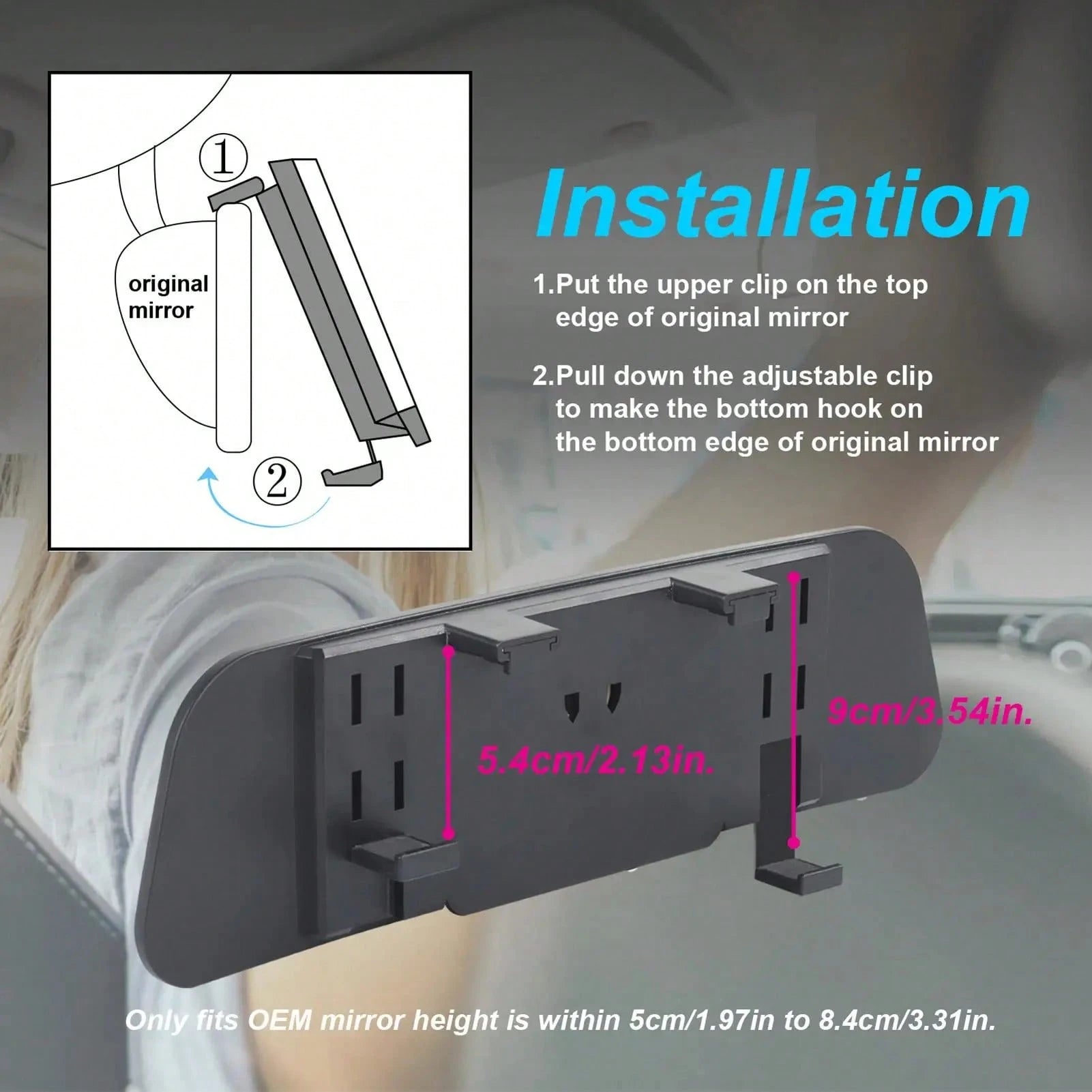 New Wide Angle Car Rearview Mirror With Built-In Baby Monitor Sub Mirror Clip-On Convex Blind Spot Elimination Interior Mirror
