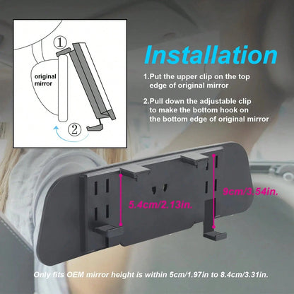New Wide Angle Car Rearview Mirror With Built-In Baby Monitor Sub Mirror Clip-On Convex Blind Spot Elimination Interior Mirror