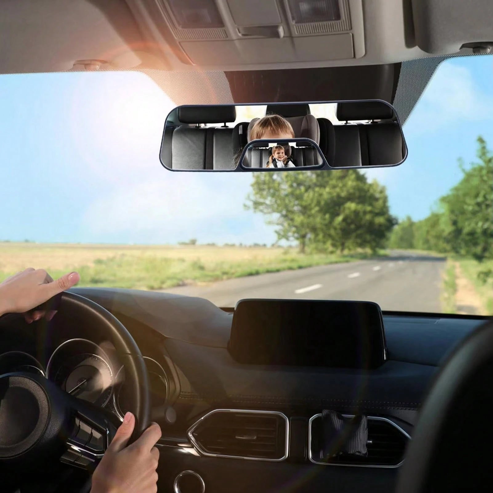 New Wide Angle Car Rearview Mirror With Built-In Baby Monitor Sub Mirror Clip-On Convex Blind Spot Elimination Interior Mirror