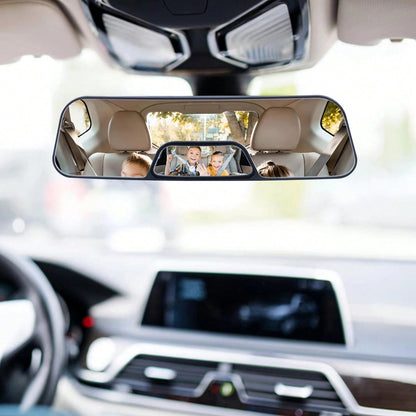 New Wide Angle Car Rearview Mirror With Built-In Baby Monitor Sub Mirror Clip-On Convex Blind Spot Elimination Interior Mirror