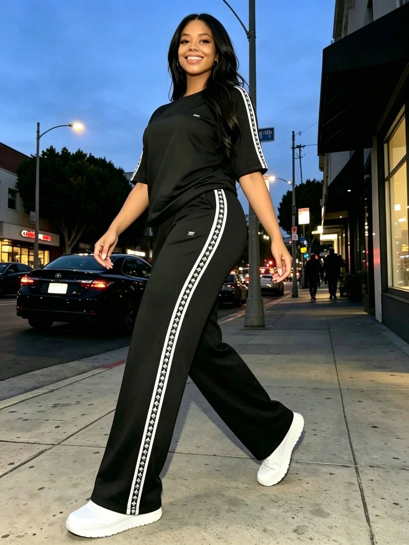 New Women'S Casual Set, Including A Long-Sleeve Solid-Color Top And Wide-Leg Pants For Spring And Summer Commuting, Two Piece Sets Women Outfits
