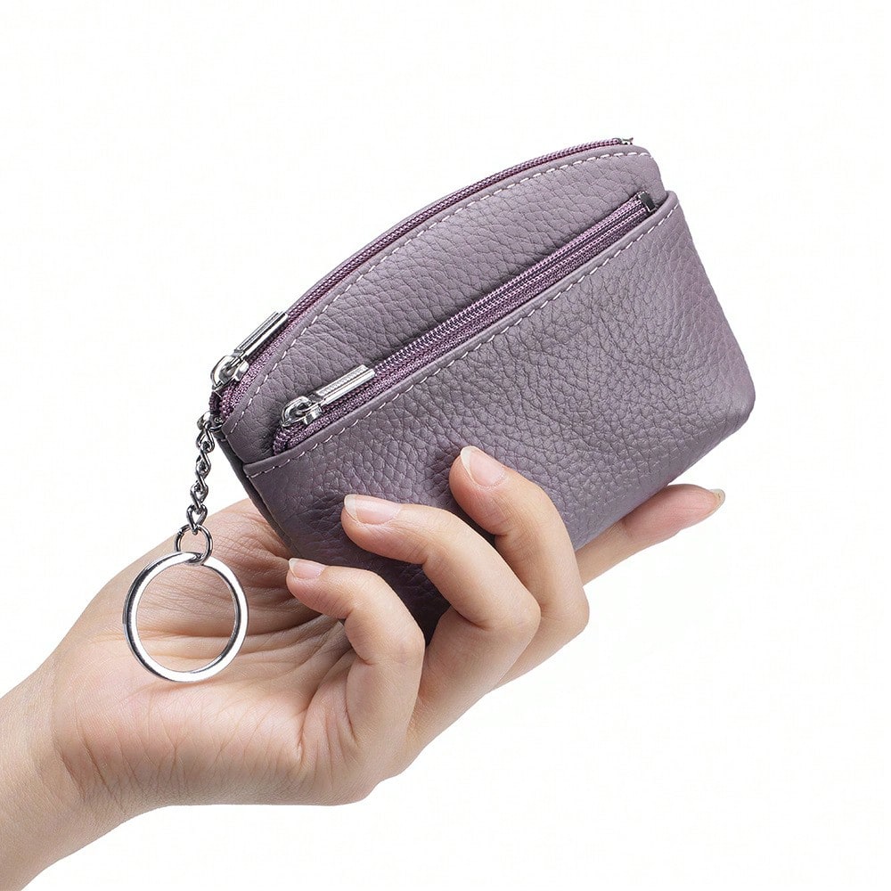 New Women's Wallet Soft PU Leather Zipper Design Large Capacity Coin Purse Portable Storage Bag With Keychain And Coin Compartment,Mini Pouch