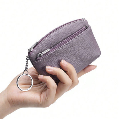 New Women's Wallet Soft PU Leather Zipper Design Large Capacity Coin Purse Portable Storage Bag With Keychain And Coin Compartment,Mini Pouch