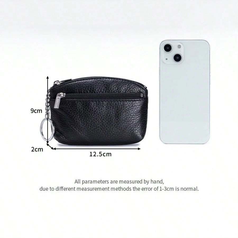 New Women's Wallet Soft PU Leather Zipper Design Large Capacity Coin Purse Portable Storage Bag With Keychain And Coin Compartment,Mini Pouch