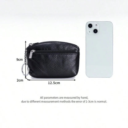 New Women's Wallet Soft PU Leather Zipper Design Large Capacity Coin Purse Portable Storage Bag With Keychain And Coin Compartment,Mini Pouch