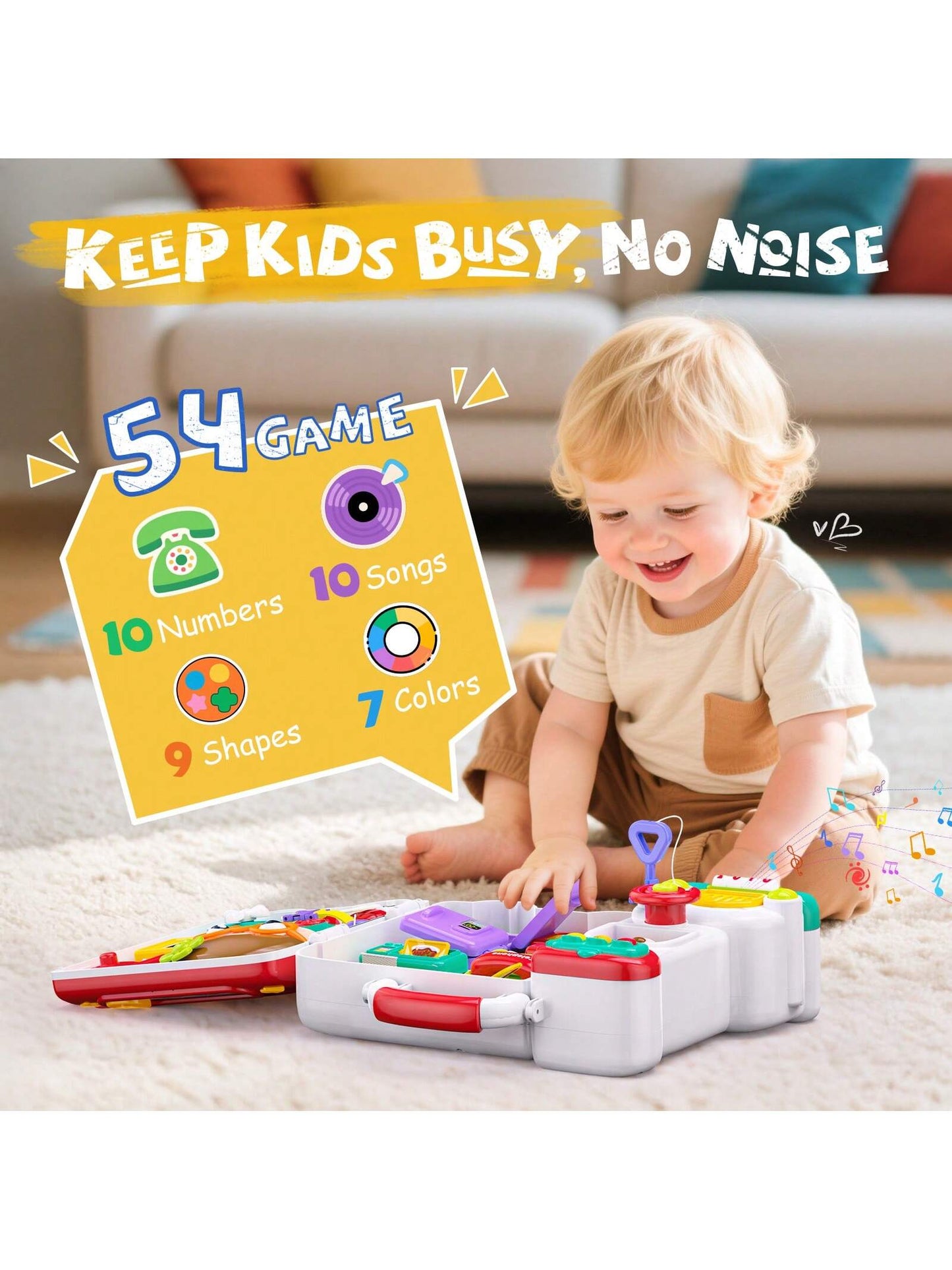 NewBandMo 54-IN-1 Montessori Busy Board Toys For Toddler 1-3, Educational Sensory Board Toys For 1+ Year Old, Fine Motor Skills Baby Activity Toys For 6M+Months, Birthday Gift For 1 2 3 Years Old Boys