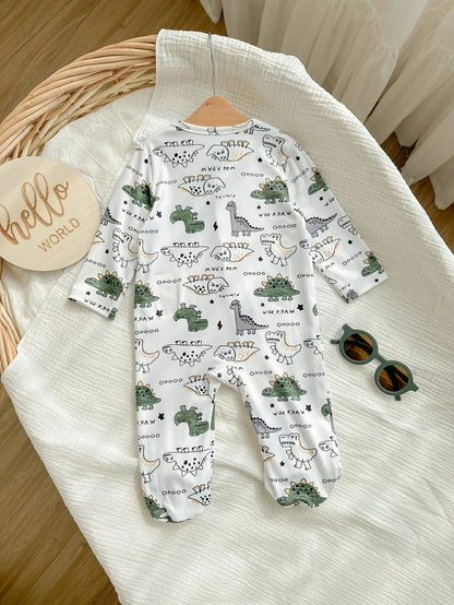 Newborn Baby Boy Cute Casual Knitted Cartoon Pattern Long Sleeve Romper Pajamas