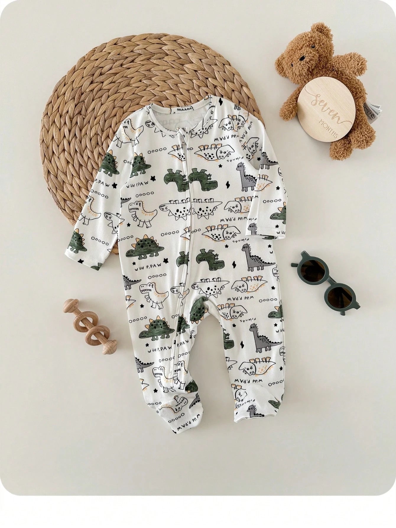 Newborn Baby Boy Cute Casual Knitted Cartoon Pattern Long Sleeve Romper Pajamas