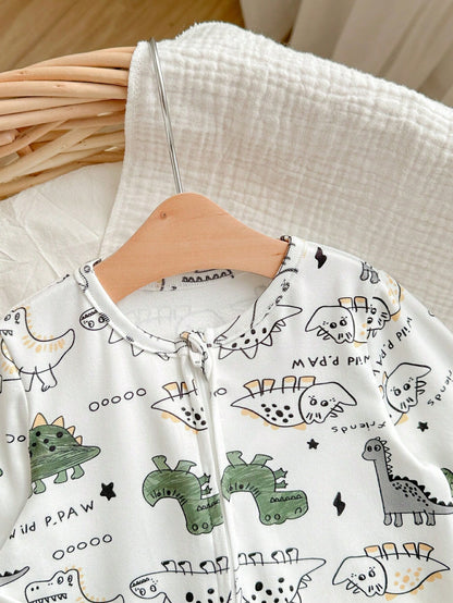 Newborn Baby Boy Cute Casual Knitted Cartoon Pattern Long Sleeve Romper Pajamas