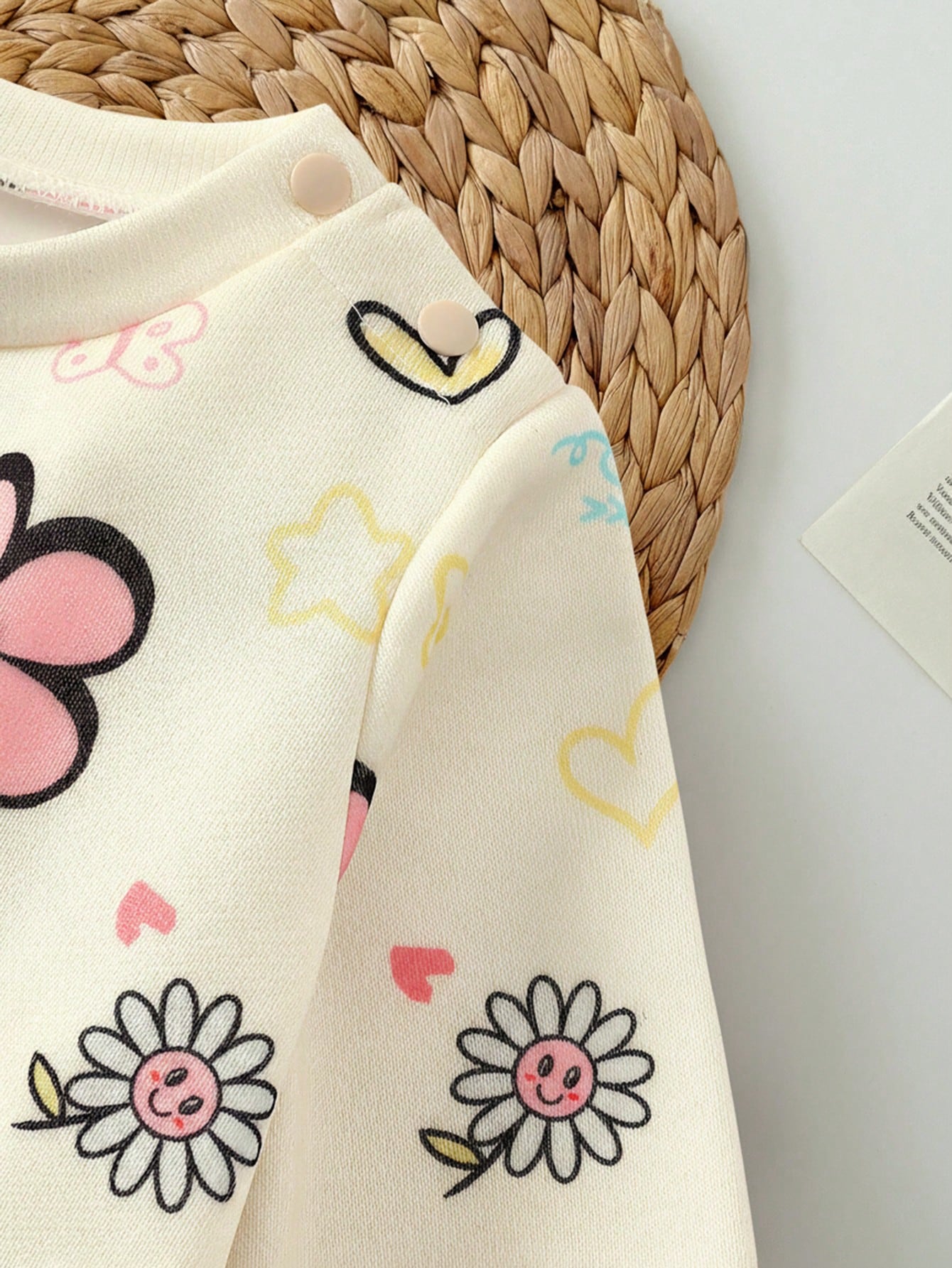 Newborn Baby Girl Loose Casual Comfortable Round Neck Cartoon Pattern Outfit Set