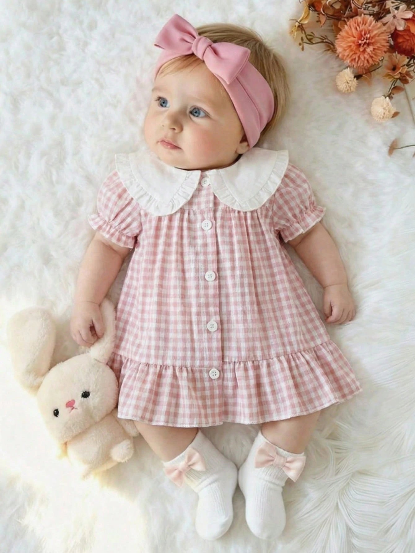 Newborn Cute Cartoon Heart Pattern Suspender Bow Decor Princess Dress, Suitable For Spring/Summer Outings, Vacations And Parties