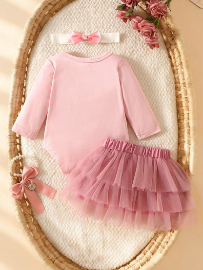 Newborn Girl Photography Props Baby Girl Coming Outfit 1 Month Baby Girl Romper Props With TUTU Skirt And Bow Headband Newborn Shower Gift