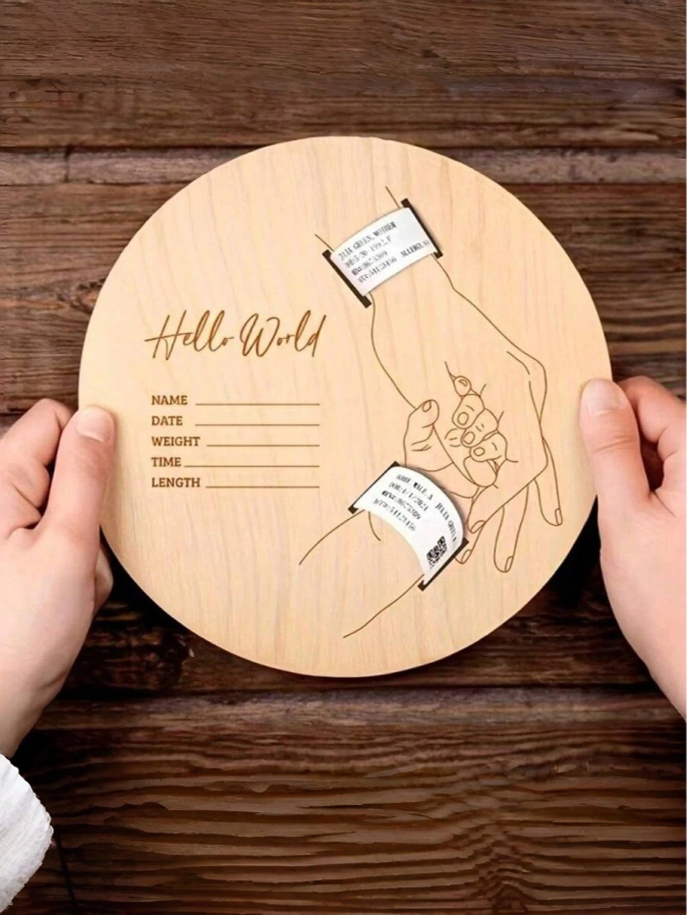 Newborn Hospital Wristband, Customizable, Can Be Used As Souvenir, Personalized Baby Gift, Pregnancy Announcement, Birth Announcement, Laser Cut Wooden Fiber Pregnancy Wristband, Mother's Day And Fath