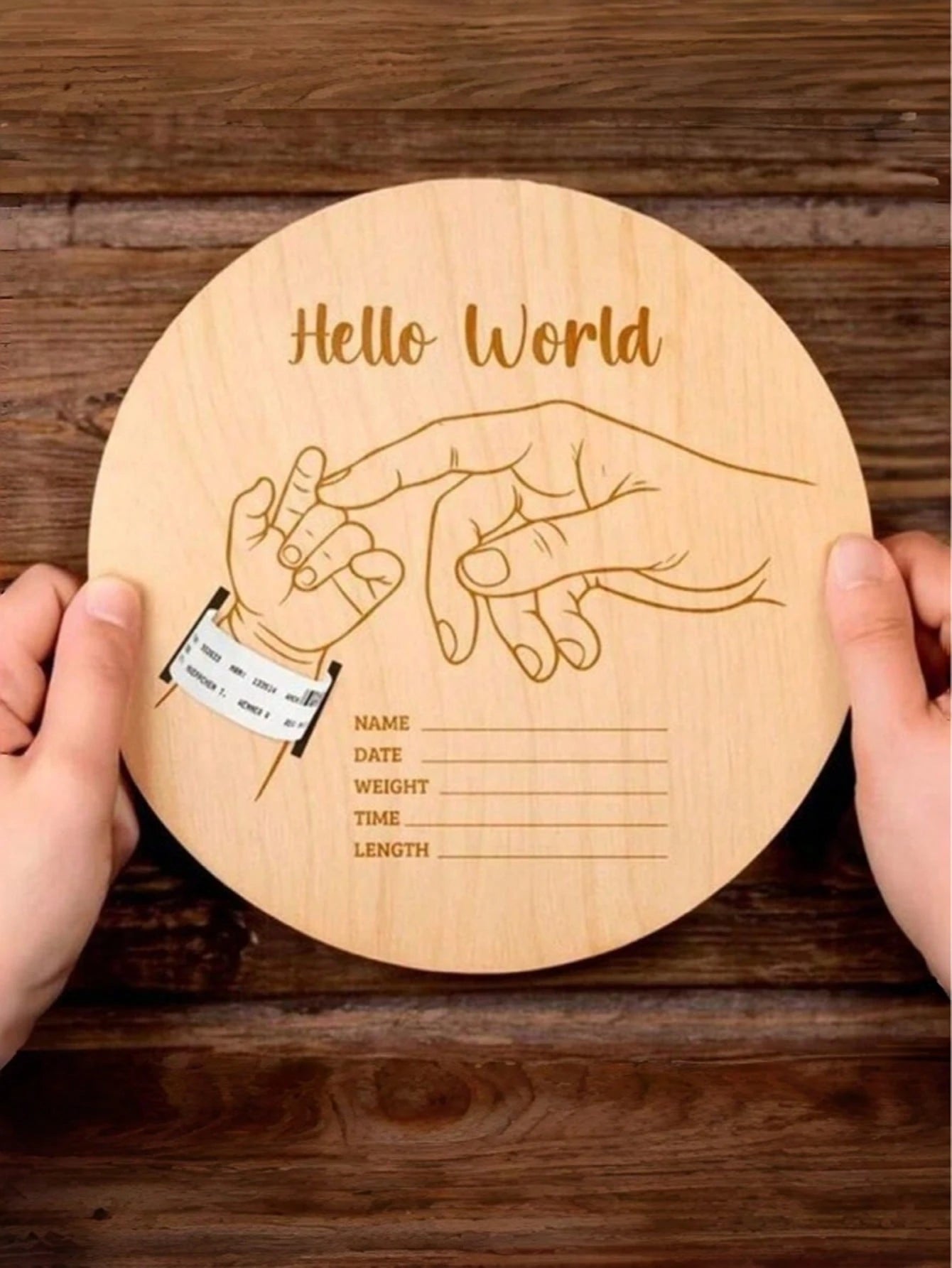 Newborn Hospital Wristband, Customizable, Can Be Used As Souvenir, Personalized Baby Gift, Pregnancy Announcement, Birth Announcement, Laser Cut Wooden Fiber Pregnancy Wristband, Mother's Day And Fath