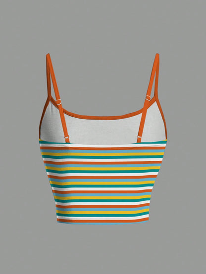 Nick 90s| Women's Cartoon Character & Striped Print Camisole