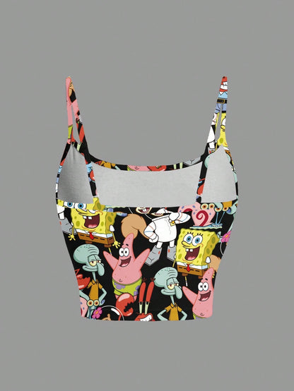 Nick 90s| Women's Cartoon Character & Striped Print Camisole