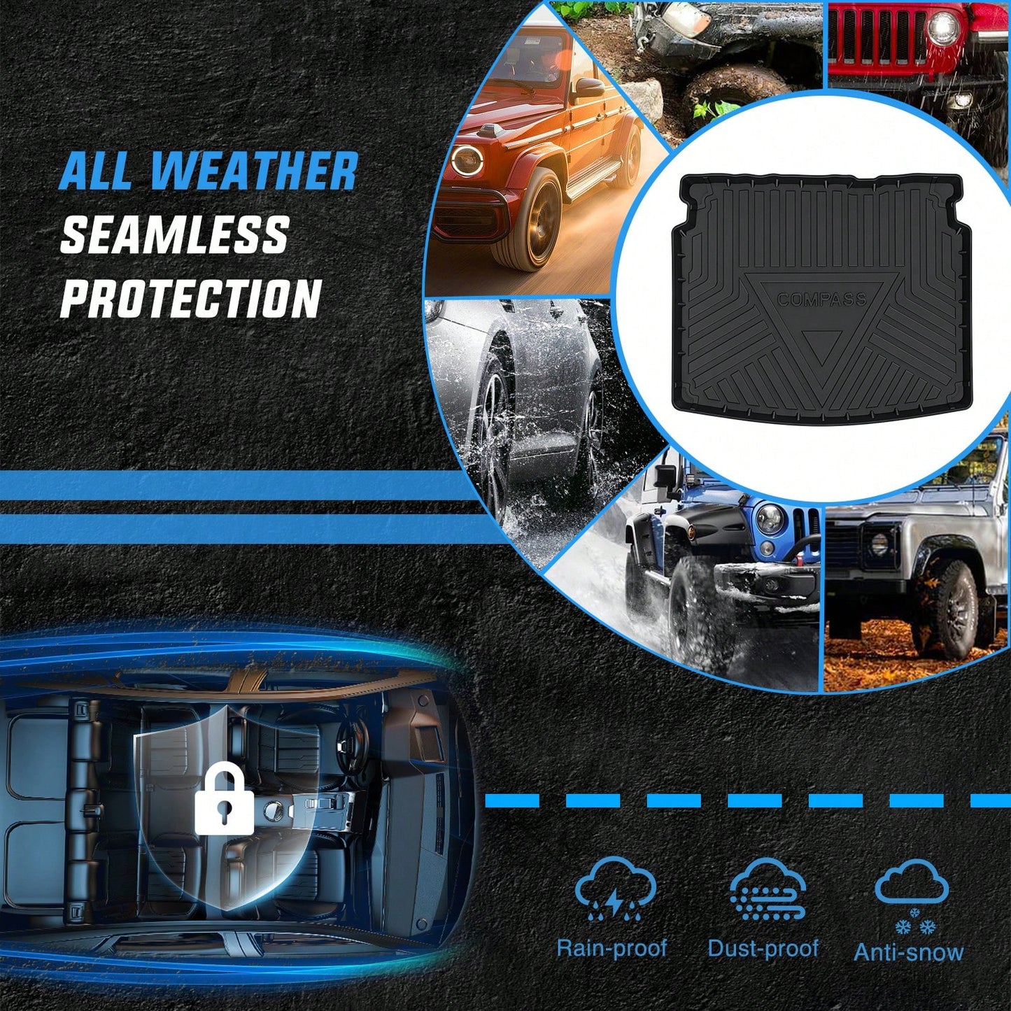 Nilight Cargo Mats Compatible With Jeep Compass 2017 2018 2019 2020 2021 2022 2023 2024 2025,All Weather Protection Heavy Duty Cargo Liners